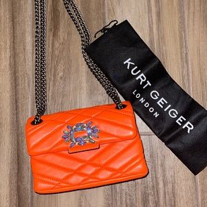 Kurt Geiger Neon Orange Crossbody Purse
